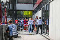 31.08.2026, München, Deutschland. Google Pixel Frauen-Bundesliga: FC Bayern München Frauen gegen 1. FSV Mainz 05 Frauen am FC Bayern Campus. Erstes Heimspiel des FC Bayern München in der Saison 2026/27. FC Bayern Frauen laufen in die Umkleide