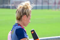 19.08.2026, München, Deutschland. Google Pixel Frauen-Bundesliga: Die FC Bayern Frauen absolvieren auf dem FC Bayern Campus eine Trainingseinheit vor dem Bundesliga-Saisonauftakt gegen den 1. FC Union Berlin. Linda Dallmann (FC Bayern Frauen)