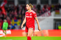 22.09.2026, Unterhaching, Deutschland. UEFA Women's Champions League, 1. Spieltag der Ligaphase: FC Bayern München Frauen gegen Manchester City. UWCL-Auftakt der FC Bayern Frauen und erstes UWCL-Pflichtspiel im neuen Zuhause Sportpark Unterhaching. Klara Bühl (FC Bayern Frauen)