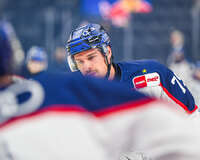 09.10.2026, München, Deutschland. PENNY DEL, Deutsche Eishockey Liga, Saison 2026/27, 7. Spieltag: EHC Red Bull München gegen ERC Ingolstadt im SAP Garden in München. Alex Breton (ERC Ingolstadt) nachdenklich, ernst, fokussiert