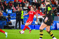 22.09.2026, Unterhaching, Deutschland. UEFA Women's Champions League, 1. Spieltag der Ligaphase: FC Bayern München Frauen gegen Manchester City. UWCL-Auftakt der FC Bayern Frauen und erstes UWCL-Pflichtspiel im neuen Zuhause Sportpark Unterhaching. Giulia Gwinn (FC Bayern Frauen)
