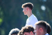 04.10.2026, Bad Wörishofen, Deutschland. U19 (A-Jun.) Kreisklasse Allgäu - Nord: FC Bad Wörishofen U19 gegen SG Unterrieden U19. Spielort: Stadion Am Unteren Hart. Moritz Schlegel (FC Bad Wörishofen) fröhlich, gut gelaunt, lachend