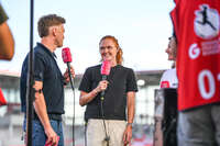 06.09.2026, München, Deutschland. Google Pixel Frauen-Bundesliga: FC Bayern München Frauen gegen SC Freiburg Frauen am FC Bayern Campus. Stine Ballisager (FC Bayern Frauen) im Interview