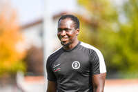 03.10.2026, Mindelheim, Deutschland. Kreisliga Allgäu Nord: TSV Mindelheim gegen (SG) Sontheim/Westerheim. Spielort: Julius-Strohmayer Stadion. Sulayman Drammeh (TSV Mindelheim) Porträt, Portrait, Nahaufnahme
