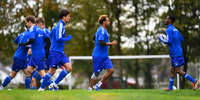 11.10.2026, Bad Wörishofen, Bayern, Deutschland. A-Klasse Allgäu 2: FC Bad Wörishofen II gegen TSV 1913 Ettringen. Spielort: Stadion Unteres Hart. 12. Spieltag der A-Klasse Allgäu 2, Saison 2026/2027. Wörishofen beim Aufwärmen, beim Warmmachen, während des Aufwärmens