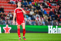 22.09.2026, Unterhaching, Deutschland. UEFA Women's Champions League, 1. Spieltag der Ligaphase: FC Bayern München Frauen gegen Manchester City. UWCL-Auftakt der FC Bayern Frauen und erstes UWCL-Pflichtspiel im neuen Zuhause Sportpark Unterhaching. Giulia Gwinn (FC Bayern Frauen)