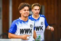 11.10.2026, Bad Wörishofen, Bayern, Deutschland. U19 (A-Jun.) Kreisklasse Allgäu – Nord: FC Bad Wörishofen U19 gegen JFG Wertachtal U19. Spielort: Stadion Unteres Hart. Saison 2026/2027. Fabio Hellwagner (FC Bad Wörishofen) fröhlich, gut gelaunt, lachend