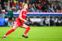 22.09.2026, Unterhaching, Deutschland. UEFA Women's Champions League, 1. Spieltag der Ligaphase: FC Bayern München Frauen gegen Manchester City. UWCL-Auftakt der FC Bayern Frauen und erstes UWCL-Pflichtspiel im neuen Zuhause Sportpark Unterhaching. Giulia Gwinn (FC Bayern Frauen)