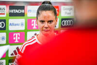 06.09.2026, München, Deutschland. Google Pixel Frauen-Bundesliga: FC Bayern München Frauen gegen SC Freiburg Frauen am FC Bayern Campus. Sarah Zadrazil (FC Bayern Frauen) im Interview