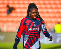 22.09.2026, Unterhaching, Deutschland. UEFA Women's Champions League, 1. Spieltag der Ligaphase: FC Bayern München Frauen gegen Manchester City. UWCL-Auftakt der FC Bayern Frauen und erstes UWCL-Pflichtspiel im neuen Zuhause Sportpark Unterhaching. Edna Imade (FC Bayern Frauen)