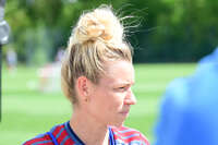 19.08.2026, München, Deutschland. Google Pixel Frauen-Bundesliga: Die FC Bayern Frauen absolvieren auf dem FC Bayern Campus eine Trainingseinheit vor dem Bundesliga-Saisonauftakt gegen den 1. FC Union Berlin. Linda Dallmann (FC Bayern Frauen)