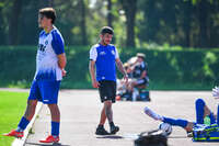 04.10.2026, Bad Wörishofen, Deutschland. U19 (A-Jun.) Kreisklasse Allgäu - Nord: FC Bad Wörishofen U19 gegen SG Unterrieden U19. Spielort: Stadion Am Unteren Hart. Bahtiar Koktas (Trainer, FC Bad Wörishofen) nachdenklich, ernst, fokussiert